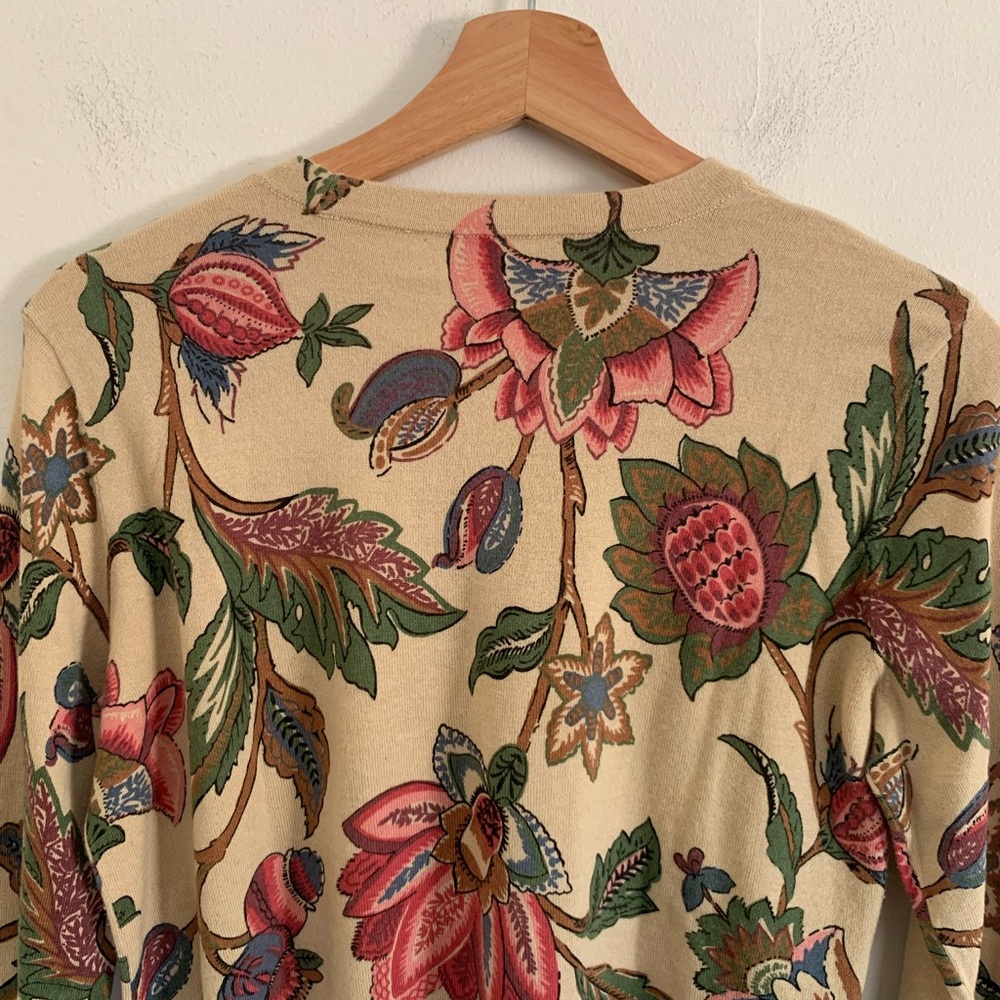 Lauren Ralph Lauren Women's Floral Cotton-Blend Sweater Size M - Picture 8 of 10